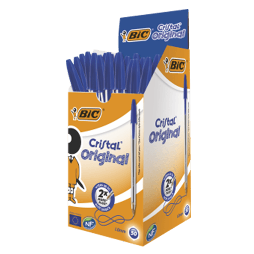 BIC Cristal Medium Blue Ballpoint Pens Box 50