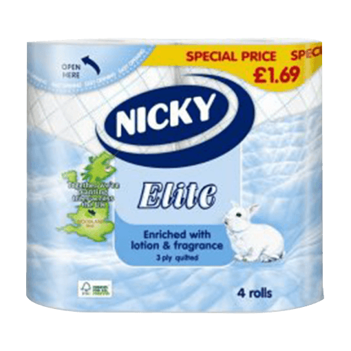 Nicky Elite 3-Ply Quilted Blue Toilet Tissue PM £1.69