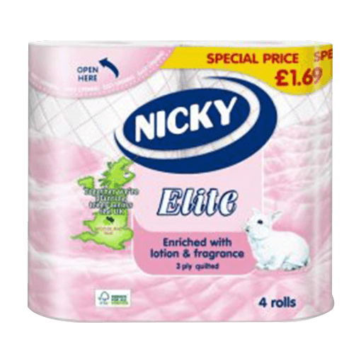 Nicky Elite 3-Ply Quilted Pink Toilet Tissue PM £1.69