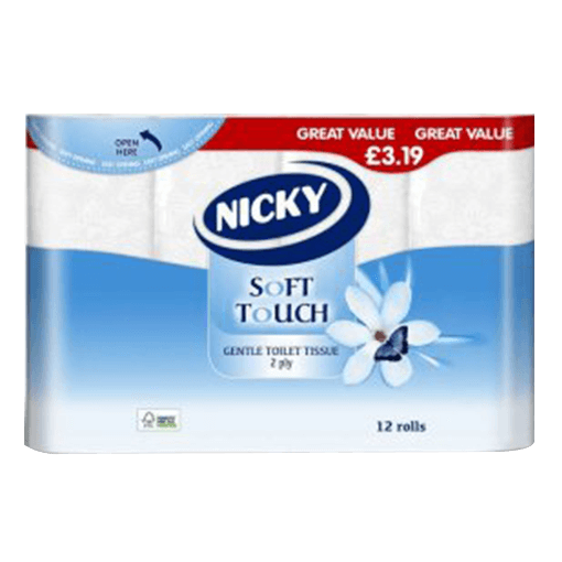 Nicky Soft Touch 2-Ply White Toilet Tissue PM £3.19